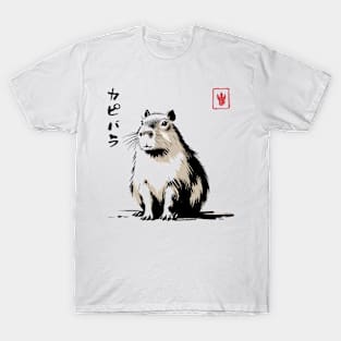 Kawaii Capybara Anime Japanese Streetwear Novelty Funny Capybara T-Shirt